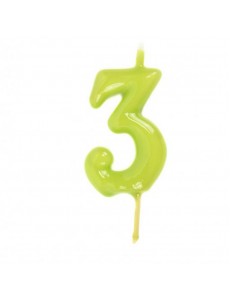 Vela Número 3 Verde Lima